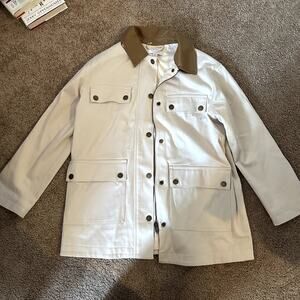 Ann Taylor Canvas jacket with faux leather collar